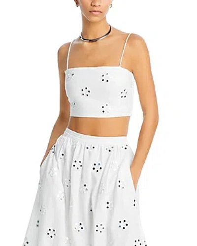 Rhode Dina Mirror Eyelet Cropped Top In White