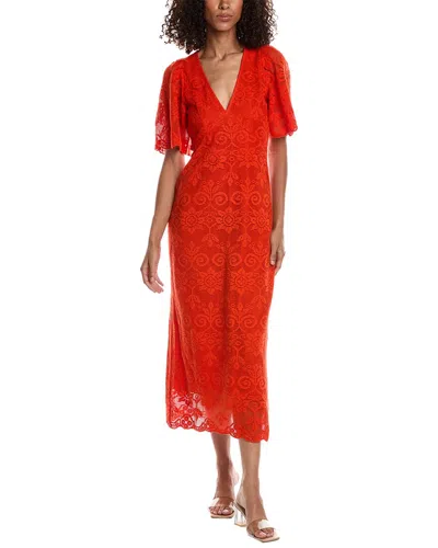 Rhode Eda Midi Dress In Red