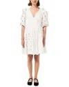Rhode Elsa V-neck Puff-sleeve Crystal Wrap Mini Dress