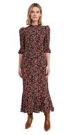 Rhode Felix Midi Dress In La Toile Floral In Black