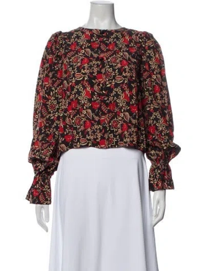 Pre-owned Rhode Floral Print Crew Neck Blouse In Multi