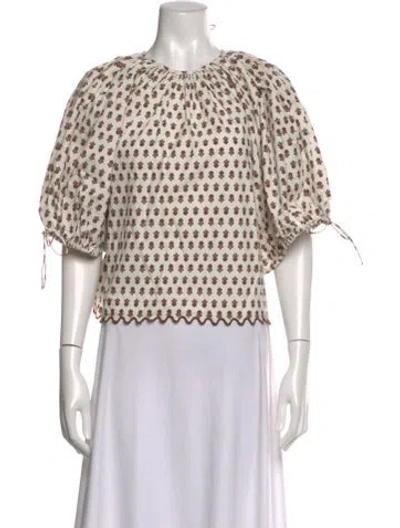 Pre-owned Rhode Floral Print Crew Neck Blouse In Neutral