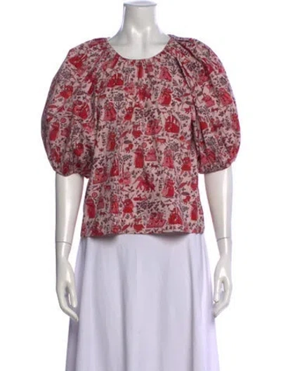 Pre-owned Rhode Floral Print Crew Neck Crop Top In Red