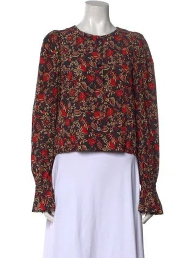 Pre-owned Rhode Floral Print Crew Neck Crop Top W/ Tags In Black