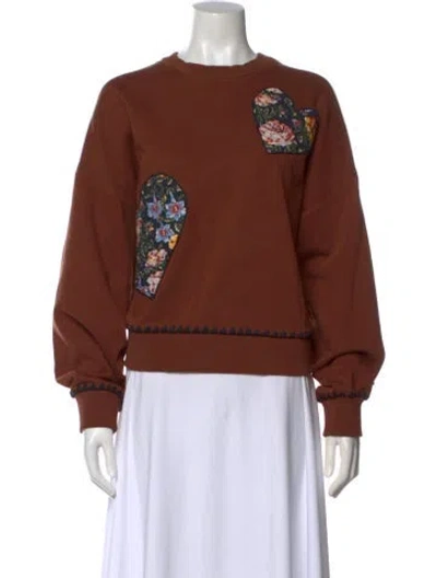 Pre-owned Rhode Floral Print Crew Neck Sweatshirt In Brown