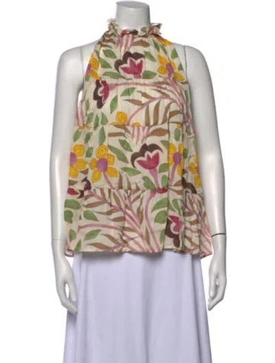 Pre-owned Rhode Floral Print Halterneck Top In Neutrals
