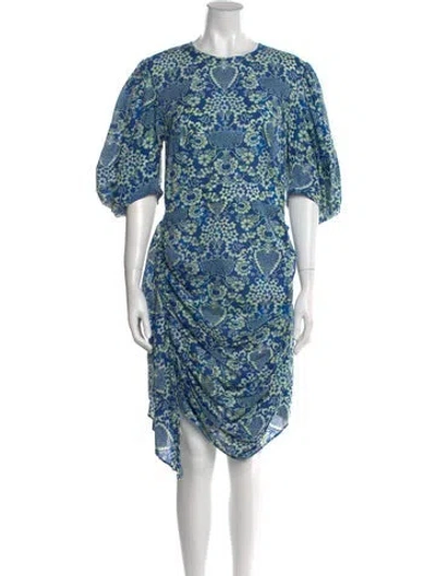 Pre-owned Rhode Floral Print Knee-length Dress In Blue