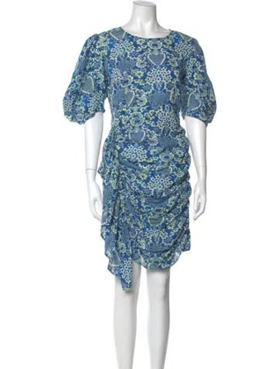 Pre-owned Rhode Floral Print Knee-length Dress In Blue