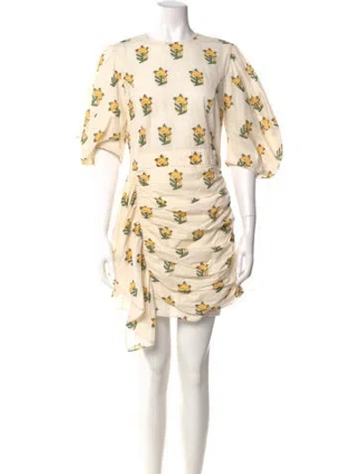 Pre-owned Rhode Floral Print Knee-length Dress In Neutral