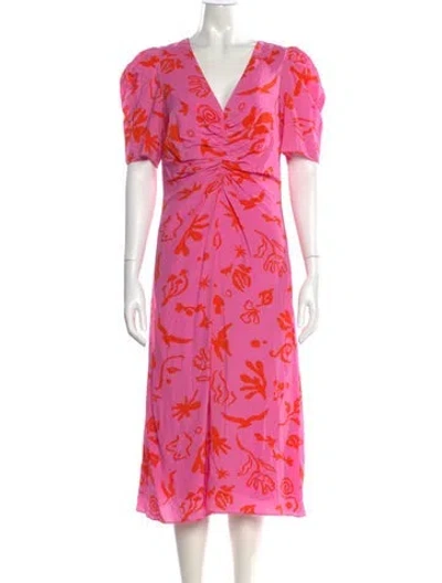 Pre-owned Rhode Floral Print Knee-length Dress In Pink