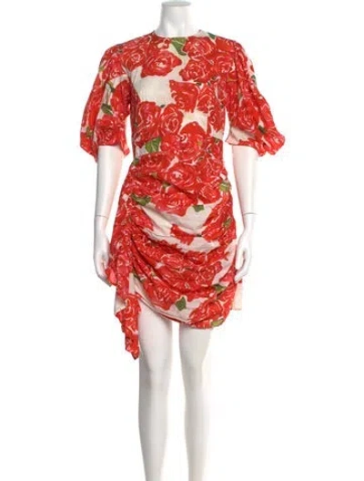 Pre-owned Rhode Floral Print Knee-length Dress In Red