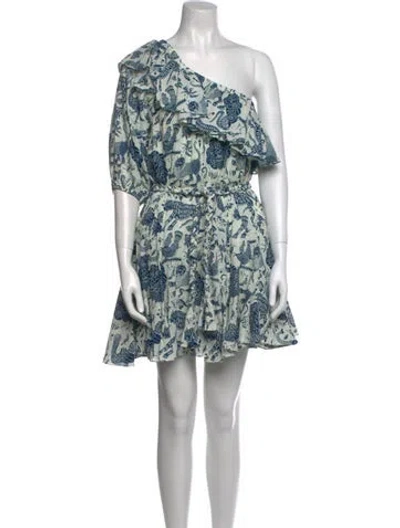 Pre-owned Rhode Floral Print Knee-length Dress In White