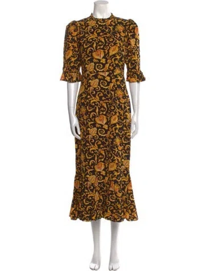 Pre-owned Rhode Floral Print Long Dress In Black