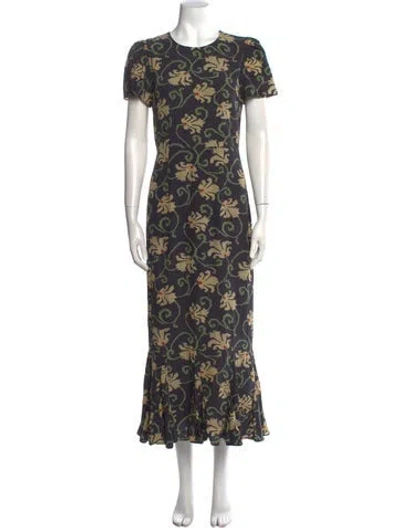 Pre-owned Rhode Floral Print Long Dress In Black