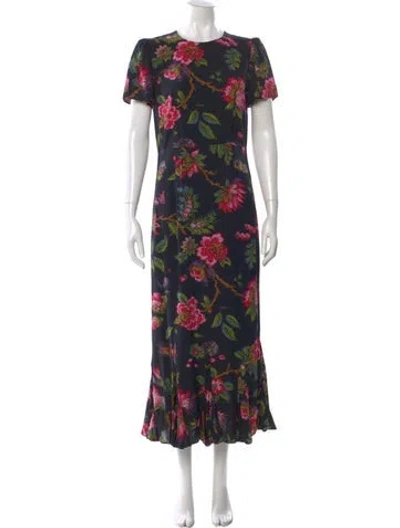 Pre-owned Rhode Floral Print Long Dress In Black