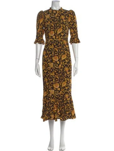 Pre-owned Rhode Floral Print Long Dress In Black