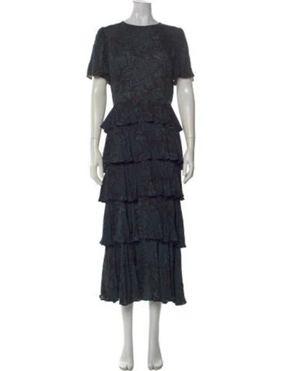 Pre-owned Rhode Floral Print Long Dress In Black