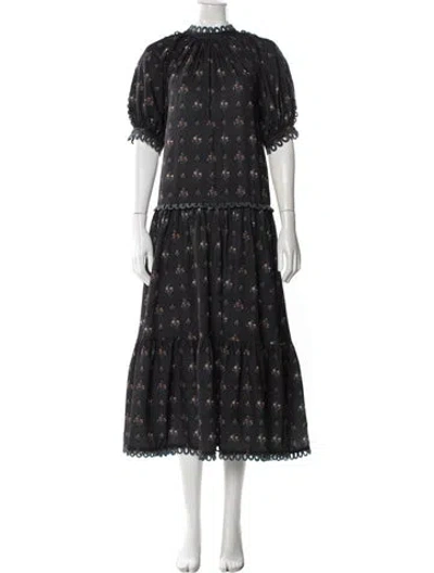 Pre-owned Rhode Floral Print Long Dress In Black