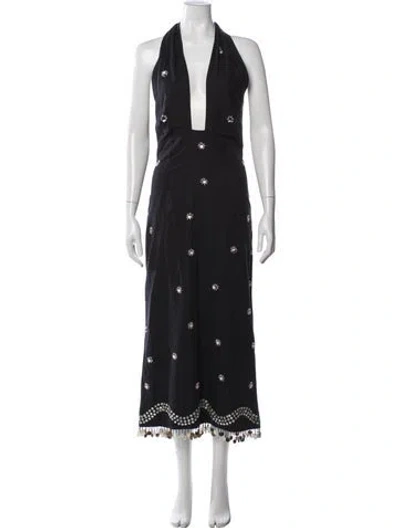 Pre-owned Rhode Floral Print Long Dress In Black