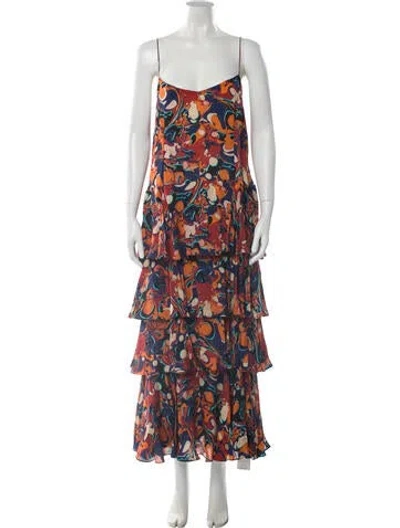Pre-owned Rhode Floral Print Long Dress In Blue