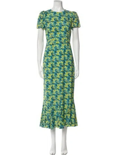 Pre-owned Rhode Floral Print Long Dress In Blue