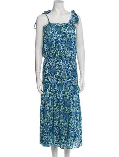 Pre-owned Rhode Floral Print Long Dress In Blue