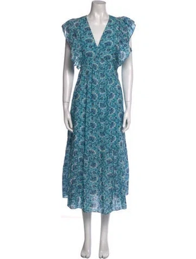 Pre-owned Rhode Floral Print Long Dress In Blue