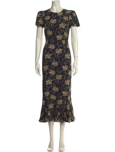 Pre-owned Rhode Floral Print Long Dress In Blue