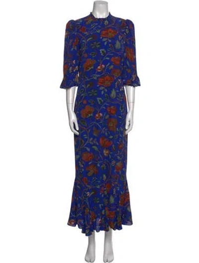 Pre-owned Rhode Floral Print Long Dress In Blue