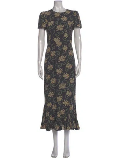 Pre-owned Rhode Floral Print Long Dress In Blue