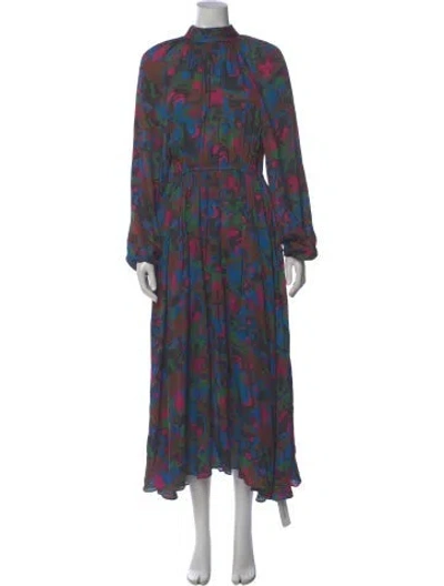 Pre-owned Rhode Floral Print Long Dress In Blue