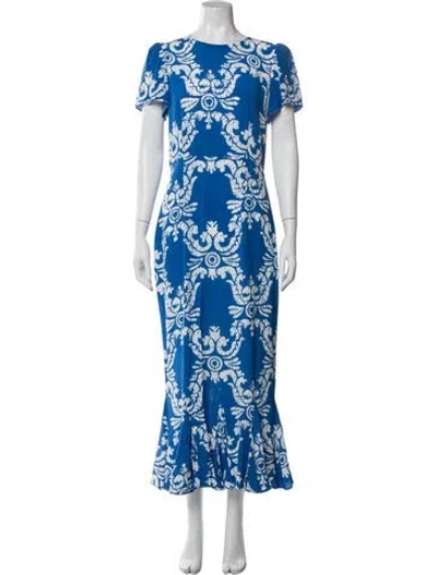 Pre-owned Rhode Floral Print Long Dress In Blue