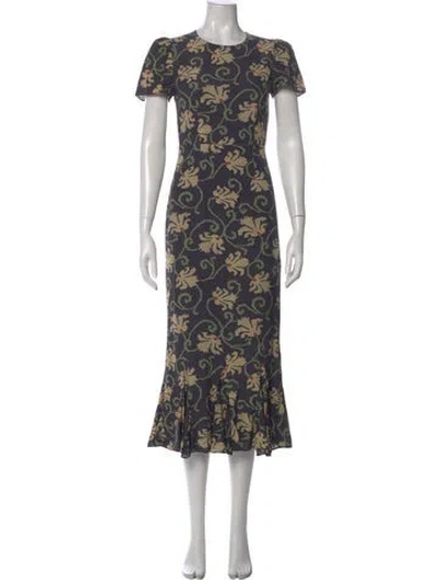 Pre-owned Rhode Floral Print Long Dress In Blue