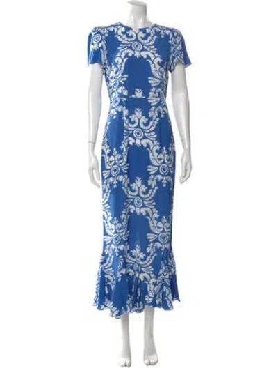 Pre-owned Rhode Floral Print Long Dress In Blue