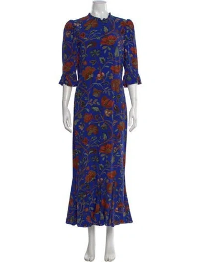 Pre-owned Rhode Floral Print Long Dress In Blue