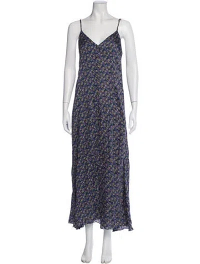 Pre-owned Rhode Floral Print Long Dress In Blue