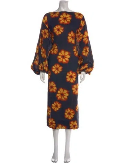 Pre-owned Rhode Floral Print Long Dress In Blue