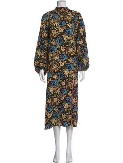 Pre-owned Rhode Floral Print Long Dress In Blue