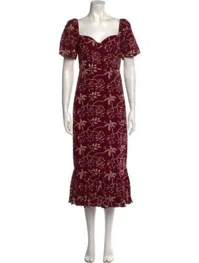 Pre-owned Rhode Floral Print Long Dress In Burgundy
