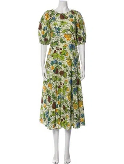 Pre-owned Rhode Floral Print Long Dress In Green