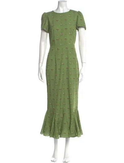 Pre-owned Rhode Floral Print Long Dress In Green