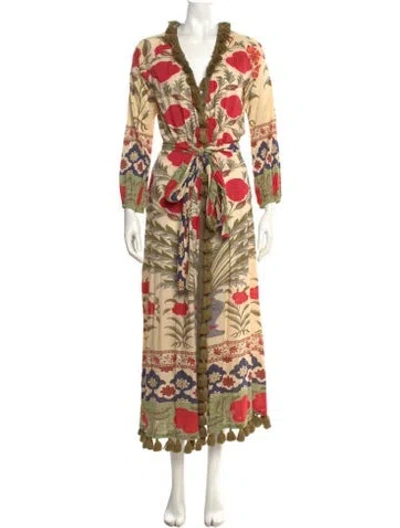 Pre-owned Rhode Floral Print Long Dress In Green