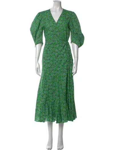 Pre-owned Rhode Floral Print Long Dress In Green