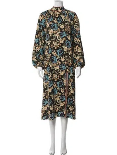 Pre-owned Rhode Floral Print Long Dress In Green