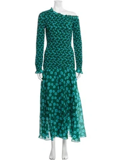 Pre-owned Rhode Floral Print Long Dress In Green
