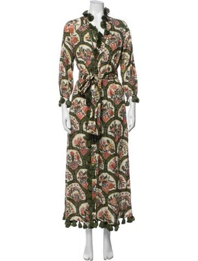 Pre-owned Rhode Floral Print Long Dress In Green