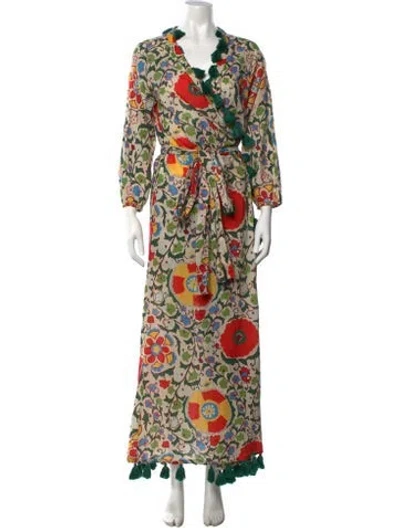 Pre-owned Rhode Floral Print Long Dress In Green