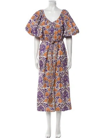 Pre-owned Rhode Floral Print Long Dress In Multi