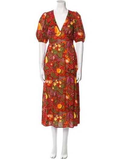 Pre-owned Rhode Floral Print Long Dress In Multi