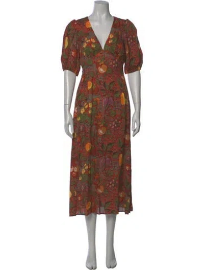 Pre-owned Rhode Floral Print Long Dress In Multi